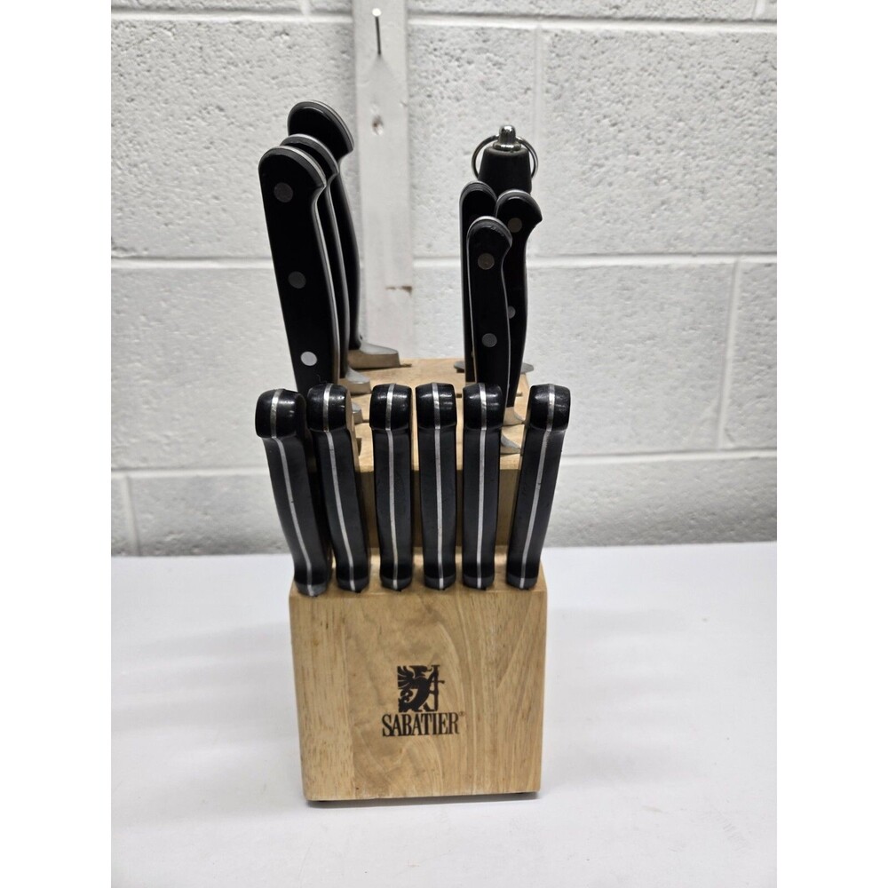Sabatier 14 Slot 12 Knife Block Set With Sharpener Missing Kitchen Shears